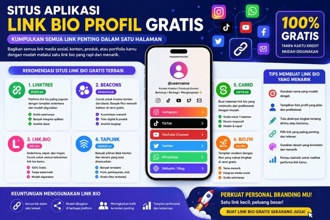 Situs Aplikasi Link Bio Profil Gratis