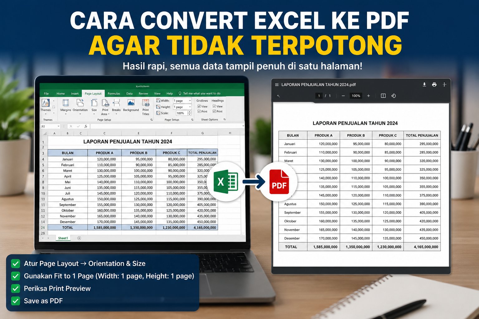 Cara Convert Excel PDF
